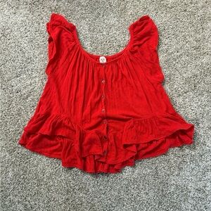 We the Free Red Ruffled Women's Top